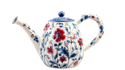 Colorful ceramic watering can transparent background