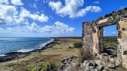 Coastal Ruins Under a Majestic Sky