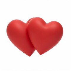 A pair of intertwined matte red hearts, one slightly larger than the other, floating in the center