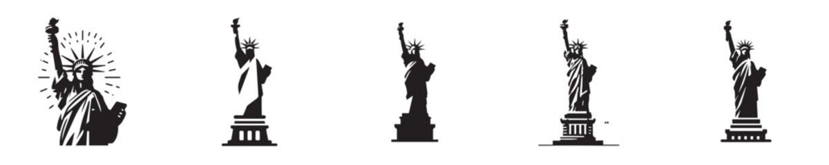 vector collection of statue of liberty silhouettes