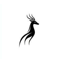 Obraz premium Elegant black deer logo design on white background