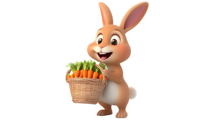 easter bunny with basket of carots 
