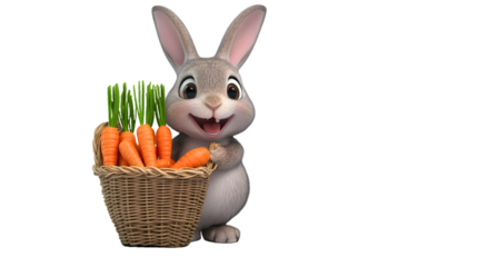 bunny with basket of caroots 