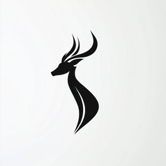 Obraz premium Elegant deer silhouette logo design on white background for branding