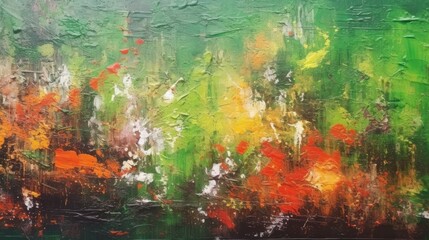 Obraz premium The wall is chaotically painted with different colours of paint, it looks uneven. Colourful wallpaper. Painting on canvas. Artistic texture. Illustration for cover or decor.
