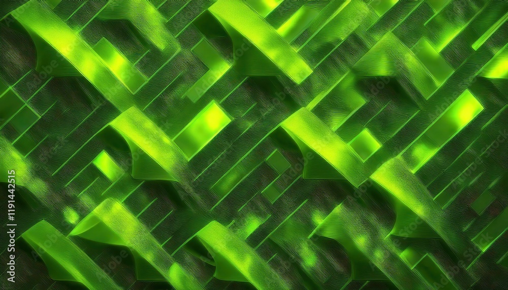 Fototapete dynamic geometric green abstract with glowing intersecting lines and luminous patterns for technology background or designs

