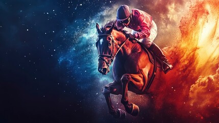 Fototapeta premium Jockey and Horse in Dynamic Race Action