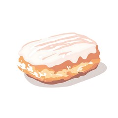 A minimalist flat illustration of beignets, featuring a soft pastel color palette against a clean white background. Perfect for food-related designs and digital projects.