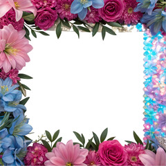 beautiful floral border frame on white 
