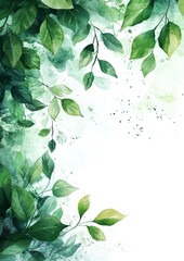Tropical Watercolor jungle-themed card design nature artwork leafy