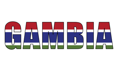 Gambia text with national flag background
