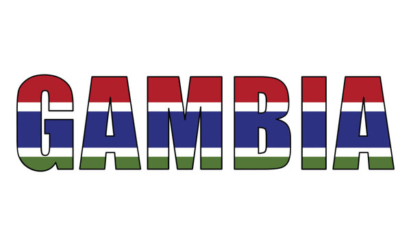 Gambia text with national flag background