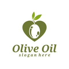 Olive Oil with love logo design vector illustration. Olive Oil logo concept template