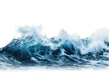 Powerful ocean waves crashing against the shore during a sunny day