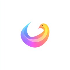 Naklejka premium Colorful bird logo design, abstract, white background, branding
