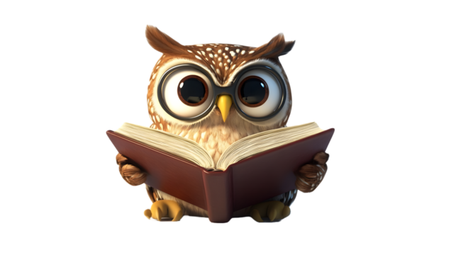 owl reading book 