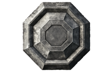 Geometric stone surface with octagonal design showcasing intricate details and textures in muted colors