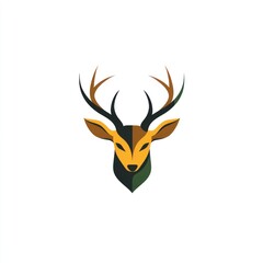 Abstract deer head logo design, white background, nature, wildlife, branding