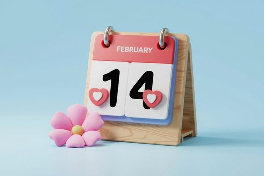 closeup of a valentine calendar with red hearts
