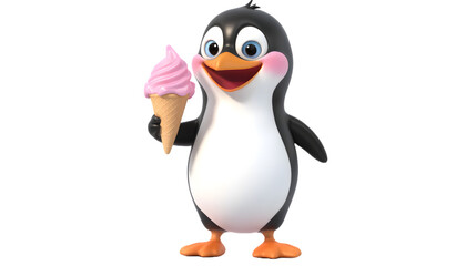 Fototapeta premium penguin lick icecream 
