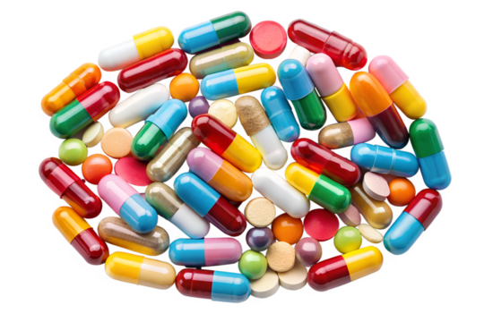 Colorful Pills on White Background