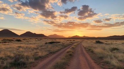Fototapeta premium Stunning Sunset Over the Desert Landscape