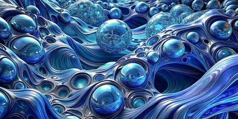 Blue Spheres Fluid Waves Abstract Design Textures Patterns