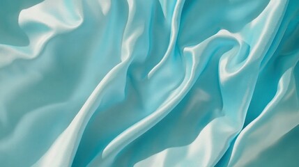 Obraz premium Draped light blue silk fabric texture, studio shot, background blur, fashion design