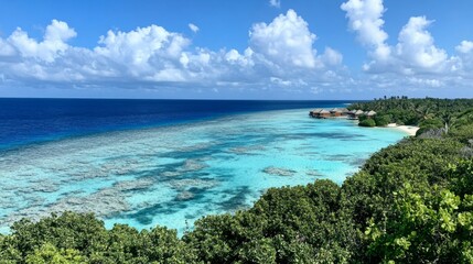 Fototapeta premium Tropical Island Paradise Resort: Stunning Ocean View