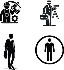Standing man silhoutte, icon, white blackground