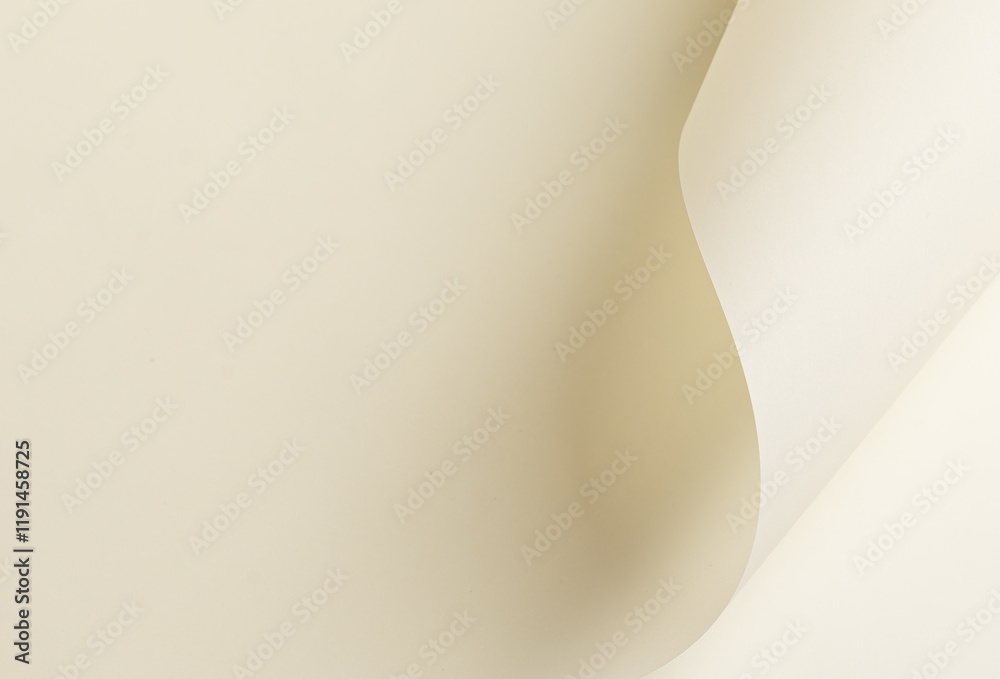 Poster Ivory cream paper background with a smooth, matte texture and folded curves. Light beige tones and soft shadows create a refined, high-quality, and classy aesthetic.