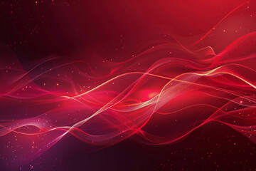 Abstract Red Background with Glowing Waves, Light Trails, and Shimmering Particles for a Digital Fantasy Design