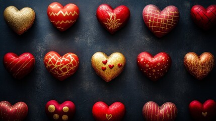 Fototapeta premium Valentine's Day Heart-Shaped Chocolates Arrangement