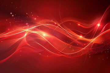 Obraz premium Abstract Red Background with Glowing Waves, Light Trails, and Shimmering Particles for a Digital Fantasy Design