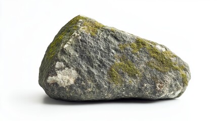 Textured Rock with Green Moss on a Bright Background