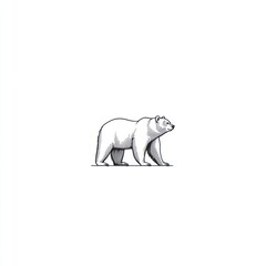 Arctic polar bear walking, minimalist illustration, white background, wildlife conservation