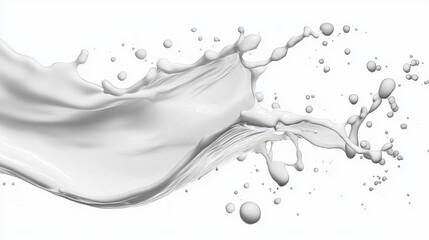 Smooth Splash of White Liquid on White Background for Creative Use