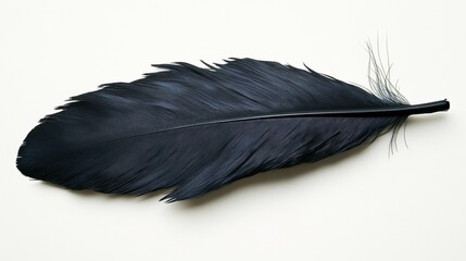 Elegant Black Feather on Soft Background for Nature and Design Use