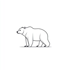 Walking polar bear line art, arctic background, logo design