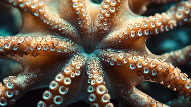 Intricate details of an octopus showcasing its unique texture and color in a vibrant underwater habitat