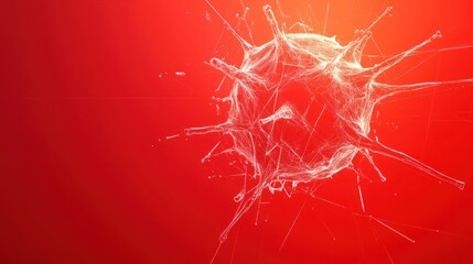 Red 3D Rendered Virus Model on Vibrant Background