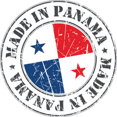 Made in Panama stamp scratched flag badge logo vector illustration