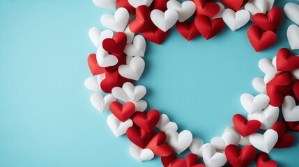 Obraz premium Colorful Heart-Shaped Paper Decoration on Bright Blue Background