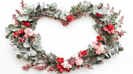 Whimsical floral wreath love frame gigapixel art heart shape
