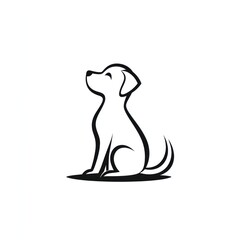Fototapeta premium Happy dog, sitting, white background, logo design