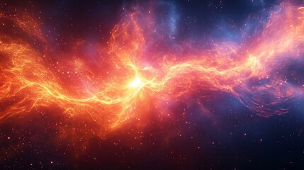 Obraz premium Illuminating Cosmic Energy Flow in a Vast Nebula Landscape