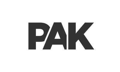 PAK logo design template with strong and modern bold text. Initial based vector logotype featuring simple and minimal typography. Trendy company identity.