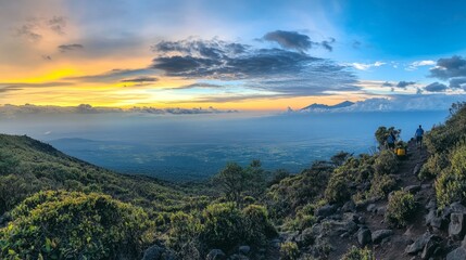 Obraz premium Majestic Mountain Sunrise Panorama Viewpoint