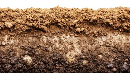 Detailed Cross Section of Soils and Earth Layers with Texture