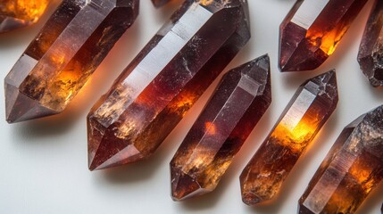 Stunning Amber Crystals with Iridescent Reflection on Display
